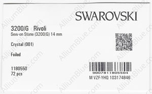 SWAROVSKI 3200/G 14MM CRYSTAL F PFRO01 factory pack