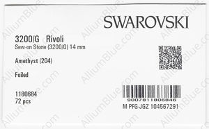 SWAROVSKI 3200/G 14MM AMETHYST F PFRO01 factory pack
