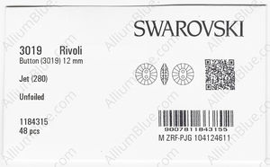 SWAROVSKI 3019 12MM JET factory pack
