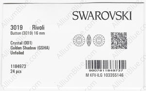 SWAROVSKI 3019 16MM CRYSTAL GOL.SHADOW factory pack