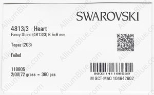 SWAROVSKI 4813/3 6.5X6MM TOPAZ GG factory pack