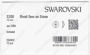 SWAROVSKI 3200 10MM JET factory pack