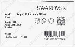 SWAROVSKI 4841 6MM CRYSTAL VL'Z' factory pack