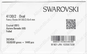 SWAROVSKI 4130/2 6X4MM CRYSTAL AB GG factory pack