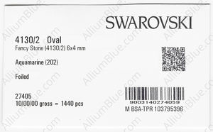 SWAROVSKI 4130/2 6X4MM AQUAMARINE GG factory pack