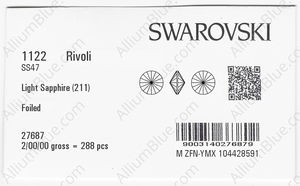 SWAROVSKI 1122 SS 47 LIGHT SAPPHIRE F factory pack