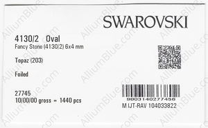 SWAROVSKI 4130/2 6X4MM TOPAZ GG factory pack