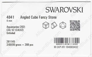SWAROVSKI 4841 4MM AQUAMARINE CAL'VZ' factory pack