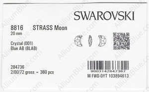 SWAROVSKI 8816 20MM CRYSTAL BL.AB B factory pack