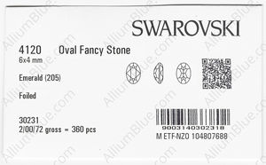 SWAROVSKI 4120 6X4MM EMERALD F factory pack