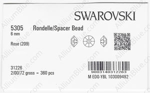 SWAROVSKI 5305 6MM ROSE NOAC factory pack