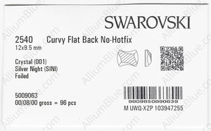 SWAROVSKI 2540 12X9.5MM CRYSTAL SILVNIGHT F factory pack