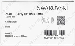 SWAROVSKI 2540 12X9.5MM CRYSTAL M HF factory pack