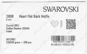 SWAROVSKI 2808 6MM CRYSTAL GOL.SHADOW M HF factory pack