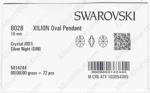 SWAROVSKI 6028 18MM CRYSTAL SILVNIGHT factory pack