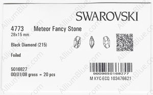 SWAROVSKI 4773 28X15MM BLACK DIAMOND F factory pack