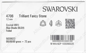 SWAROVSKI 4706 12MM CRYSTAL BL.SHADE F factory pack