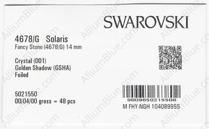 SWAROVSKI 4678/G 14MM CRYSTAL GOL.SHADOW F factory pack