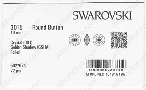 SWAROVSKI 3015 10MM CRYSTAL GOL.SHADOW F factory pack