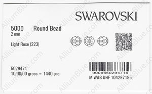 SWAROVSKI 5000 2MM LIGHT ROSE factory pack