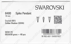 SWAROVSKI 6480 18MM CRYSTAL GOL.SHADOW factory pack