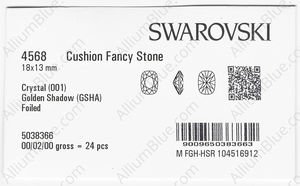 SWAROVSKI 4568 18X13MM CRYSTAL GOL.SHADOW F factory pack