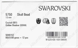 SWAROVSKI 5750 13MM CRYSTAL GOL.SHADOW factory pack