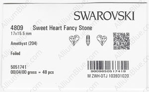SWAROVSKI 4809 17X15.5MM AMETHYST F factory pack