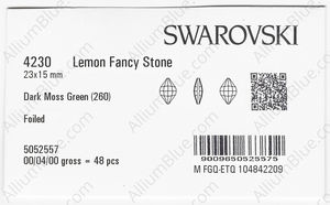 SWAROVSKI 4230 23X15MM DARK MOSS GREEN F factory pack