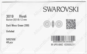 SWAROVSKI 3019 12MM DARK MOSS GREEN factory pack