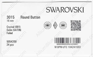 SWAROVSKI 3015 16MM CRYSTAL SATIN F factory pack