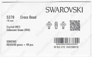 SWAROVSKI 5378 18MM CRYSTAL IRIDESGR factory pack