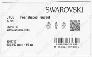 SWAROVSKI 6106 22MM CRYSTAL IRIDESGR factory pack