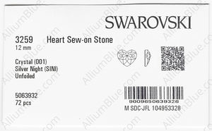 SWAROVSKI 3259 12MM CRYSTAL SILVNIGHT factory pack
