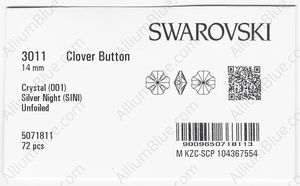 SWAROVSKI 3011 14MM CRYSTAL SILVNIGHT factory pack