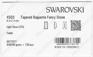 SWAROVSKI 4503 6.3X2.4MM LIGHT ROSE F factory pack
