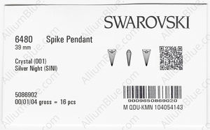 SWAROVSKI 6480 39MM CRYSTAL SILVNIGHT factory pack