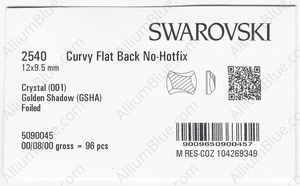 SWAROVSKI 2540 12X9.5MM CRYSTAL GOL.SHADOW F factory pack