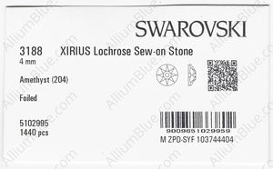 SWAROVSKI 3188 4MM AMETHYST F factory pack