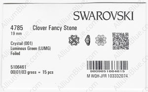 SWAROVSKI 4785 19MM CRYSTAL LUMINGREEN F factory pack