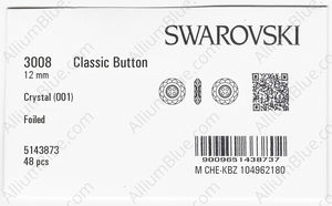 SWAROVSKI 3008 12MM CRYSTAL F factory pack