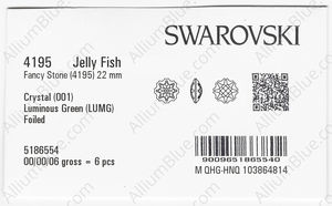 SWAROVSKI 4195 22MM CRYSTAL LUMINGREEN F factory pack