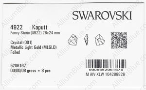 SWAROVSKI 4922 28X24MM CRYSTAL METLGTGOLD F T1158 factory pack