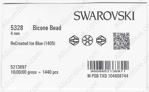 SWAROVSKI 5328 4MM RECREATED ICE BLUE factory pack