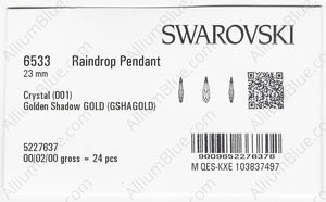 SWAROVSKI 6533 23MM CRYSTAL GOL.SHADOW GOLD factory pack