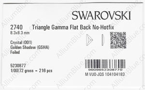 SWAROVSKI 2740 8.3X8.3MM CRYSTAL GOL.SHADOW F factory pack