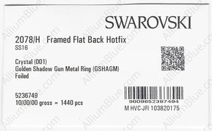 SWAROVSKI 2078/H SS 16 CRYSTAL GOL.SHADOW A HF GM factory pack