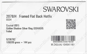 SWAROVSKI 2078/H SS 34 CRYSTAL GOL.SHADOW A HF SR factory pack