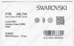 SWAROVSKI 4195 18MM CRYSTAL LUMINGREEN F factory pack