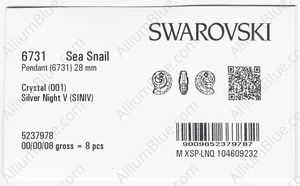 SWAROVSKI 6731 28MM CRYSTAL SILVNIGHTV factory pack